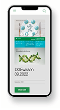 Ein Smartphone, darauf läuft die DGEWissen-App