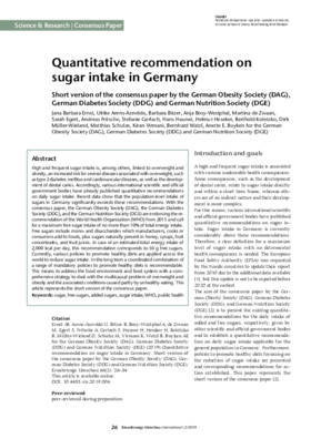 Quantitative recommendation on sugar intake in Germany