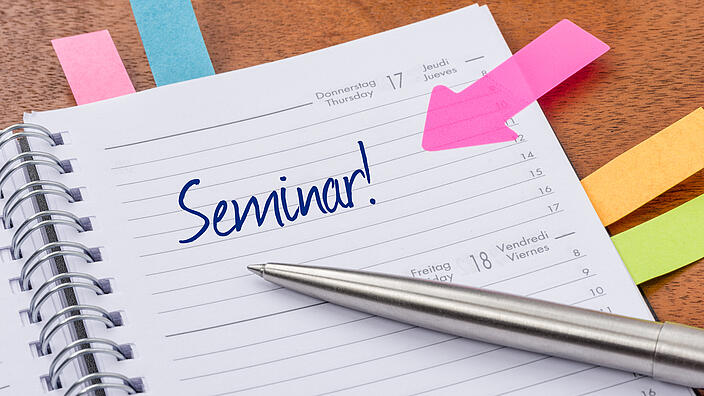 Terminkalender mit Hinweissticker - Seminar